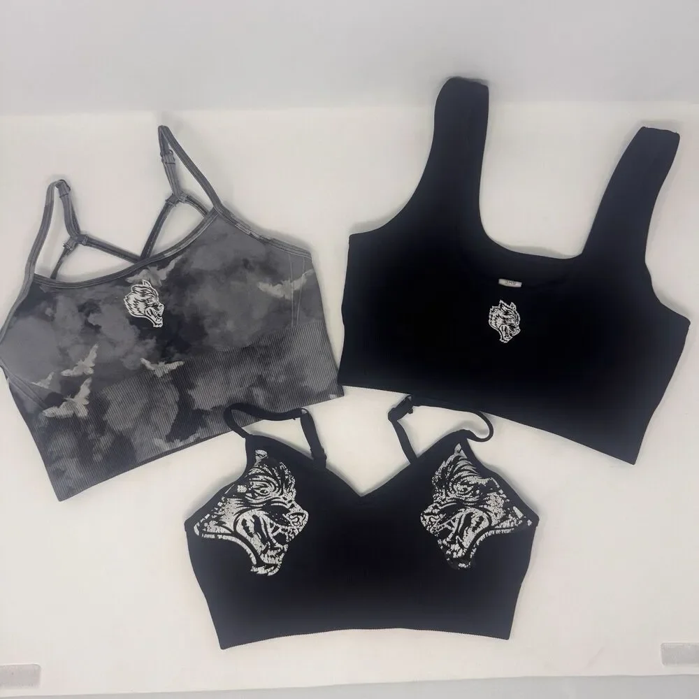 Darc Sport SHE Sports Bra Lot of 3 Size Small Black Grey Gym Workout Yoga